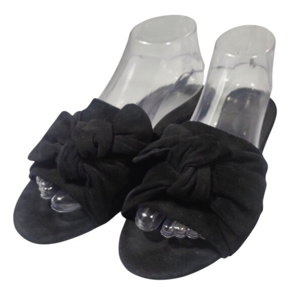 Tory Burch Annabelle Bow Knot Black Suede Slide Sandals Sz 9M - Picture 2 of 8